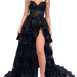 Black Sparkly Prom Dress – Size M